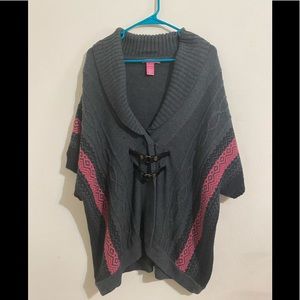 Charcoal gray sweater with toggle closure